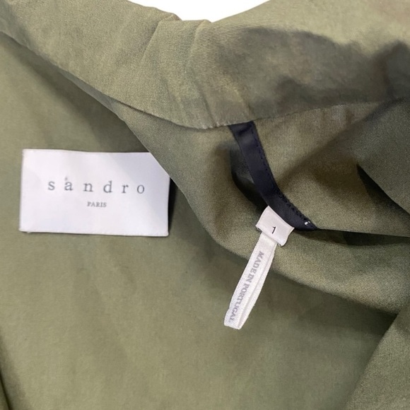Sandro Utility Jacket Army Green Embroidered Size Small - Picture 9 of 11